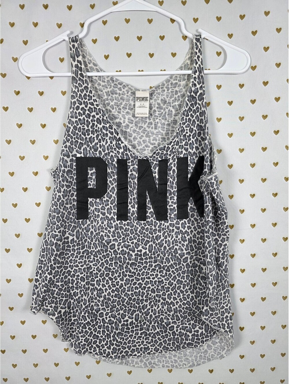 Victorias Secret PINK Leopard Cheetah Logo Tank Top SMALL